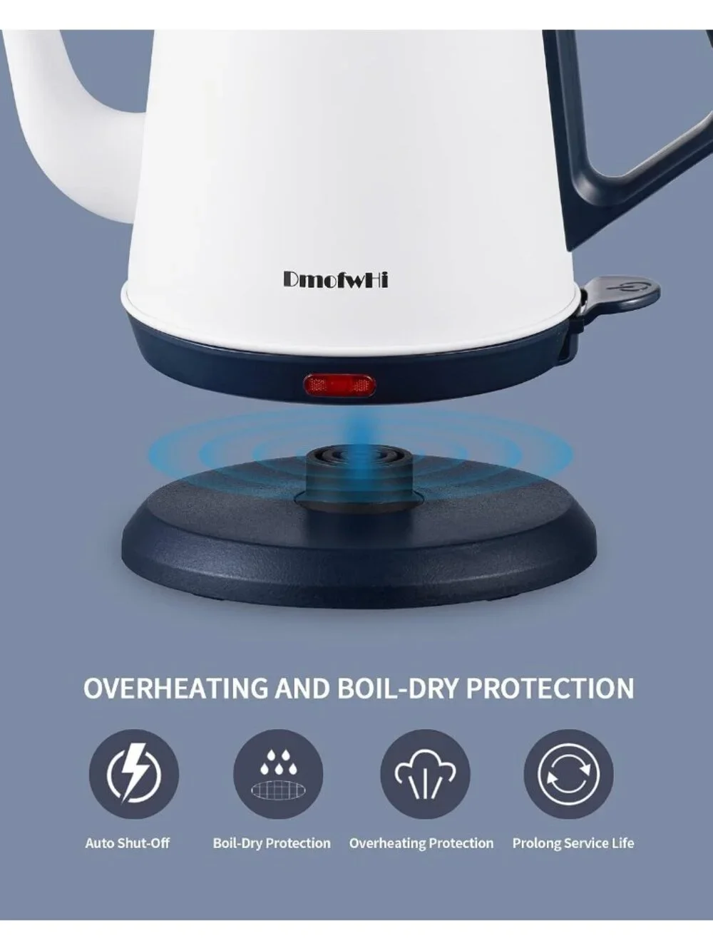 1.0L White Gooseneck Electric Kitchen Kettles Stainless Steel BPA Free Pour Over